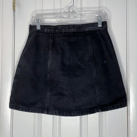 BDG Urban Outfitters Black Denim Mini Button Up A-Line Skirt - Picture 2 of 5